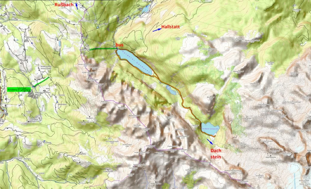 Gosau lake hike map / Gosausee Rundweg Karte
