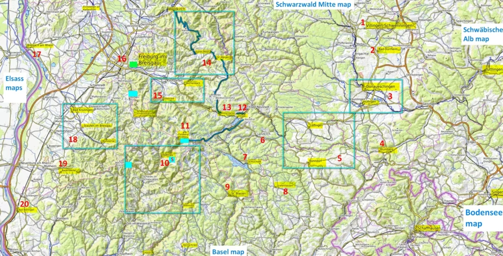 Hochschwarzwald Sehenswertes Karte / High Black Forest map 