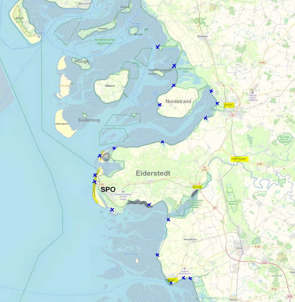 Wadden sea Busum Husum map